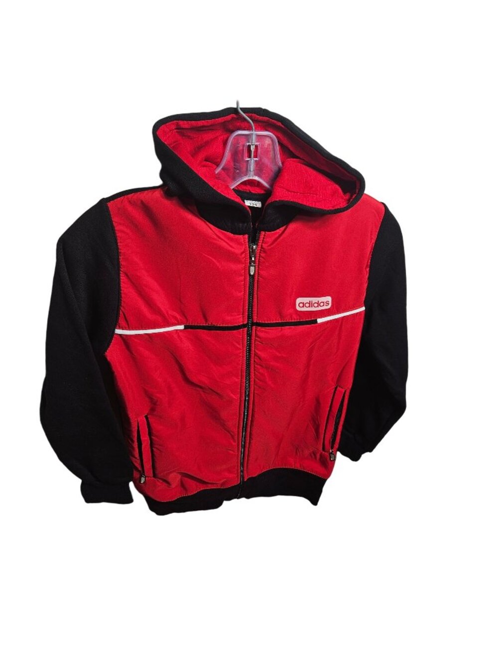 Adidas Kids Red & Black Zip-Up Hoodie Jacket